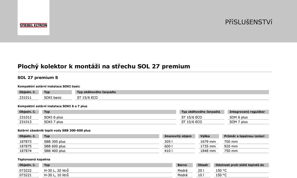 zásobník teplé vody SBB 300-600 plus Jmenovitý objem Výška Průměr s tepelnou izolací 187873 SBB 300 plus 305 l 1679 mm 700 mm 187875 SBB 600 plus 600 l 1735 mm 920 mm