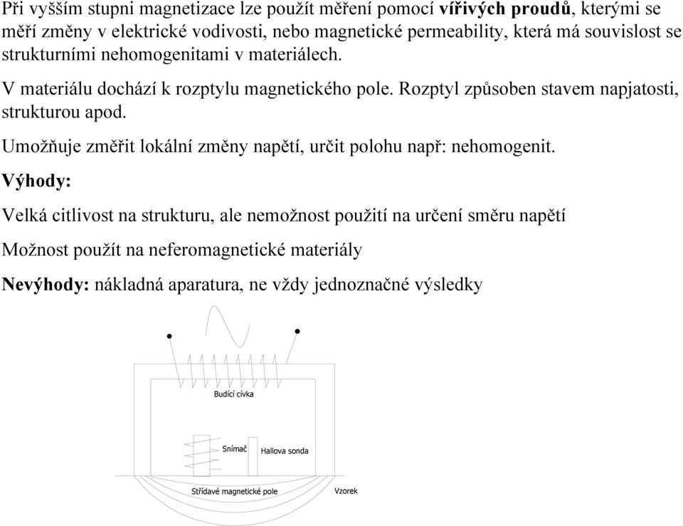 Umožňuje změřit lokální změny napětí, určit polohu např: nehomogenit.