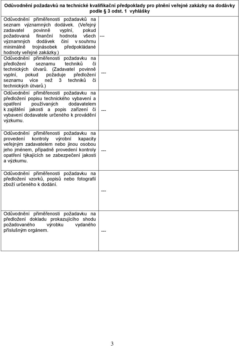 ) předložení seznamu techniků či technických útvarů. (Zadavatel povinně vyplní, pokud požaduje předložení seznamu více než 3 techniků či technických útvarů.