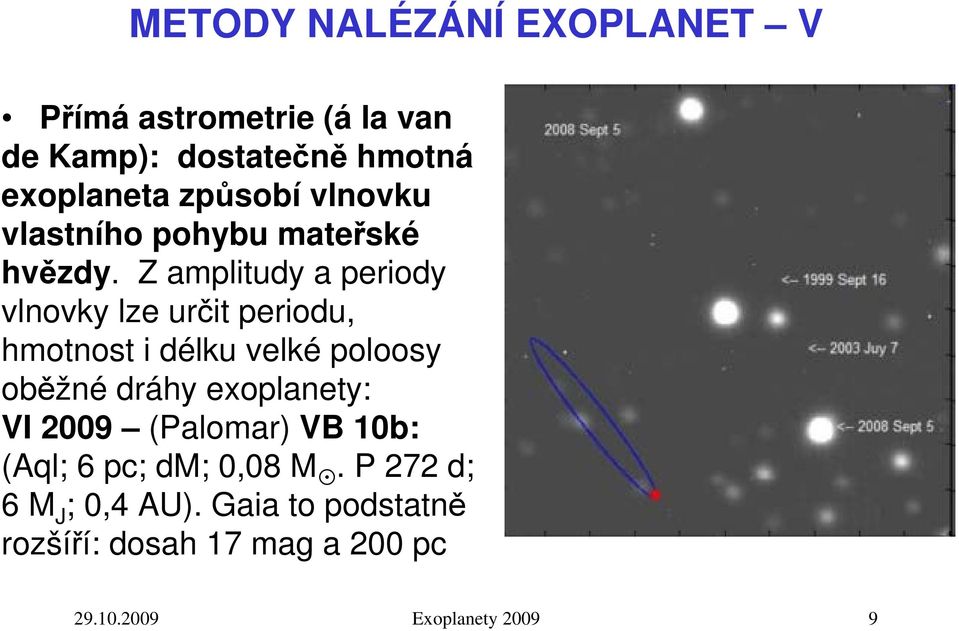 Z amplitudy a periody vlnovky lze určit periodu, hmotnost i délku velké poloosy oběžné dráhy