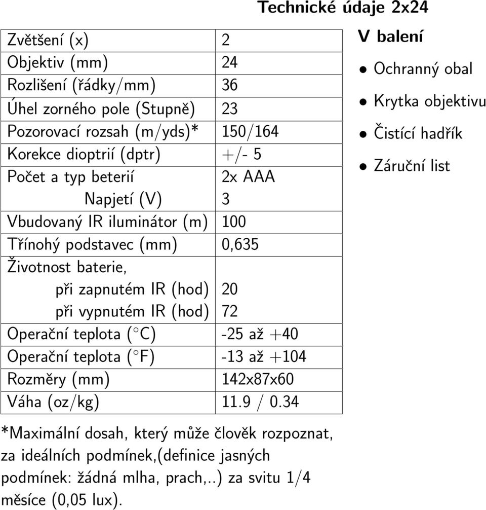 teplota ( C) -25 až +40 Operační teplota ( F) -13 až +104 Rozměry (mm) 142x87x60 Váha (oz/kg) 11.9 / 0.