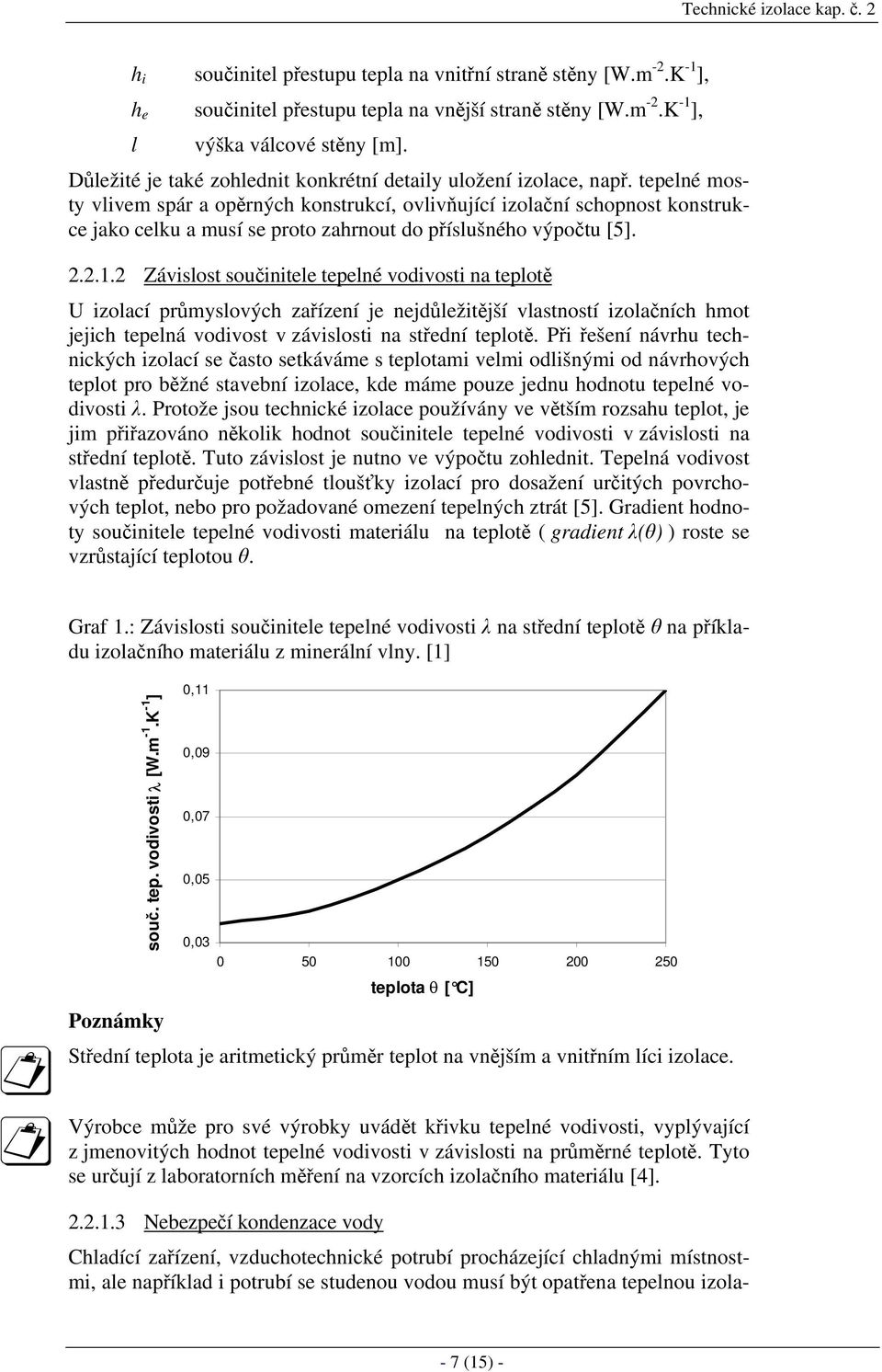 2..2 Závslost součntl tplné vodvost na tplotě U zolací půmyslovýc zařízní j njdůlžtější vlastností zolačníc mot jjc tplná vodvost v závslost na střdní tplotě.