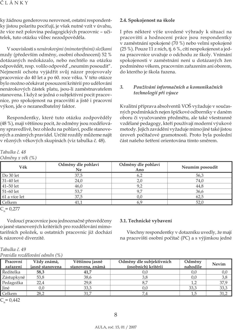 Nejmenší ochotu vyjádřit svůj názor projevovaly pracovnice do 40 let a po 60. roce věku.