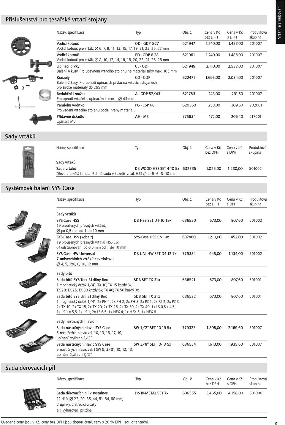 488,00 201007 Vodicí kotou pro vrták; 8, 10, 12, 14, 16, 18, 20, 22, 24, 26, 28 mm Upínací prvky CL GDP 621949 2.110,00 2.532,00 201007 Balení 4 kusy.
