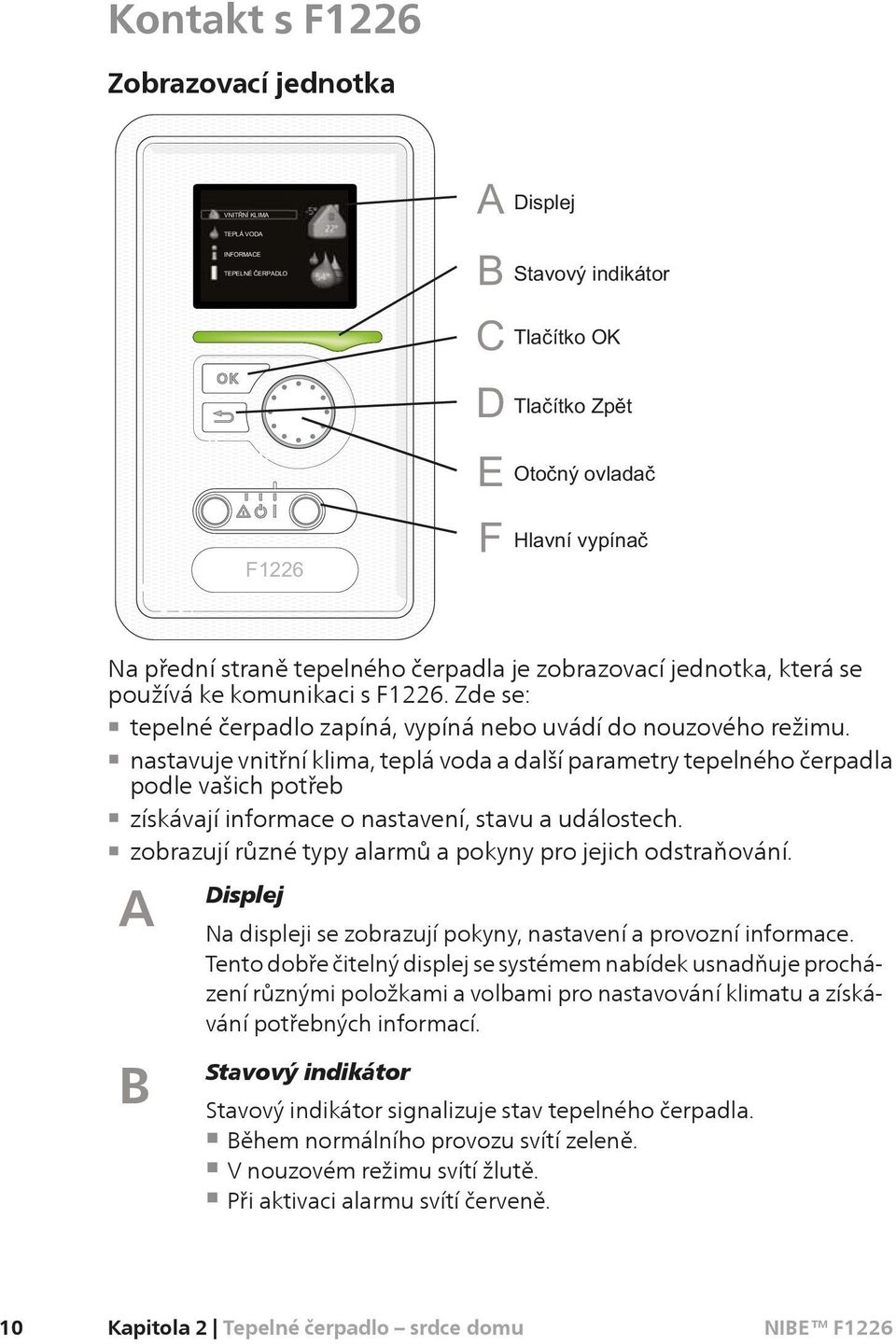 nastavuje vnitřní klima, teplá voda a další parametry tepelného čerpadla podle vašich potřeb získávají informace o nastavení, stavu a událostech.