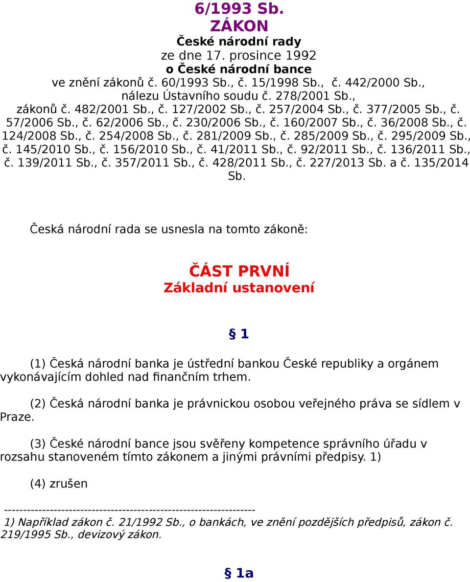 , č. 295/2009 Sb., č. 145/2010 Sb., č. 156/2010 Sb., č. 41/2011 Sb., č. 92/2011 Sb., č. 136/2011 Sb., č. 139/2011 Sb., č. 357/2011 Sb., č. 428/2011 Sb., č. 227/2013 Sb. a č. 135/2014 Sb.