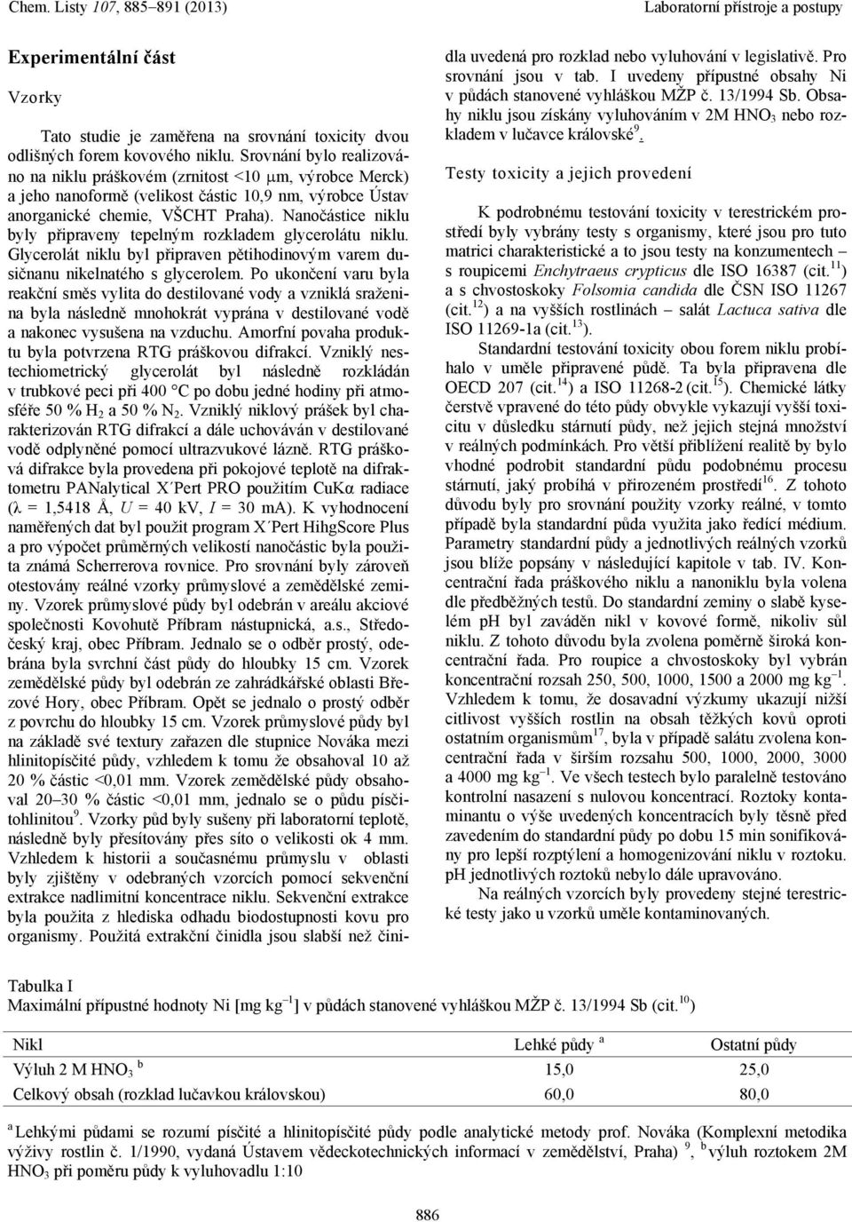 Nanočástice niklu byly připraveny tepelným rozkladem glycerolátu niklu. Glycerolát niklu byl připraven pětihodinovým varem dusičnanu nikelnatého s glycerolem.