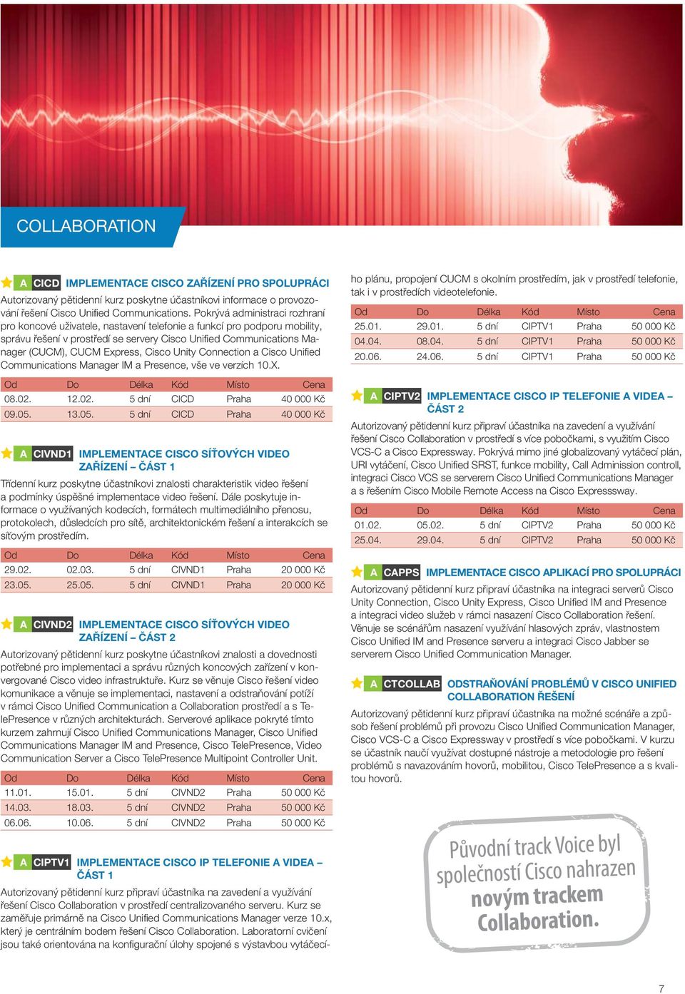 Express, Cisco Unity Connection a Cisco Unifi ed Communications Manager IM a Presence, vše ve verzích 10.X. 08.02. 12.02. 5 dní CICD Praha 40 000 Kč 09.05.