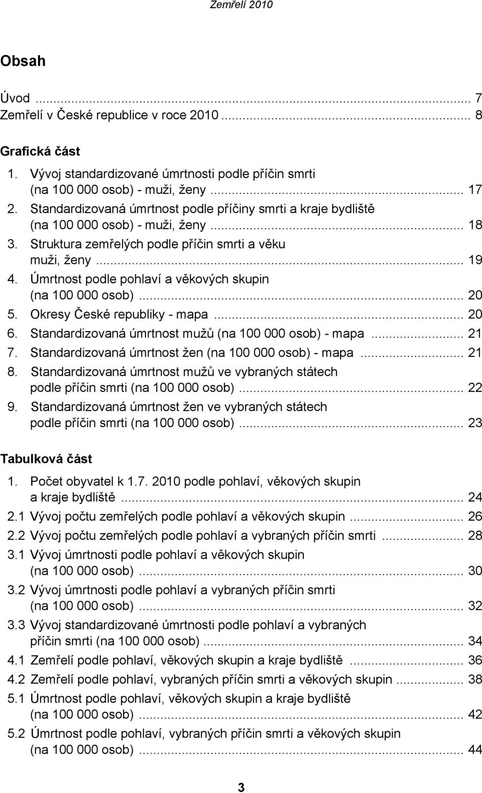 Úmrtnost podle pohlaví a věkových skupin (na 100 000 osob)... 20 5. Okresy České republiky - mapa... 20 6. Standardizovaná úmrtnost mužů (na 100 000 osob) - mapa... 21 7.