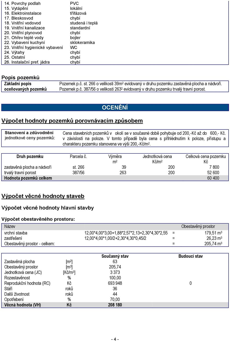 jádra chybí Popis pozemků Základní popis oceňovaných pozemků Pozemek p.č. st. 266 o velikosti 39m 2 evidovaný v druhu pozemku zastavěná plocha a nádvoří. Pozemek p.č. 387/56 o velikosti 263 2 evidovaný v druhu pozemku trvalý travní porost.