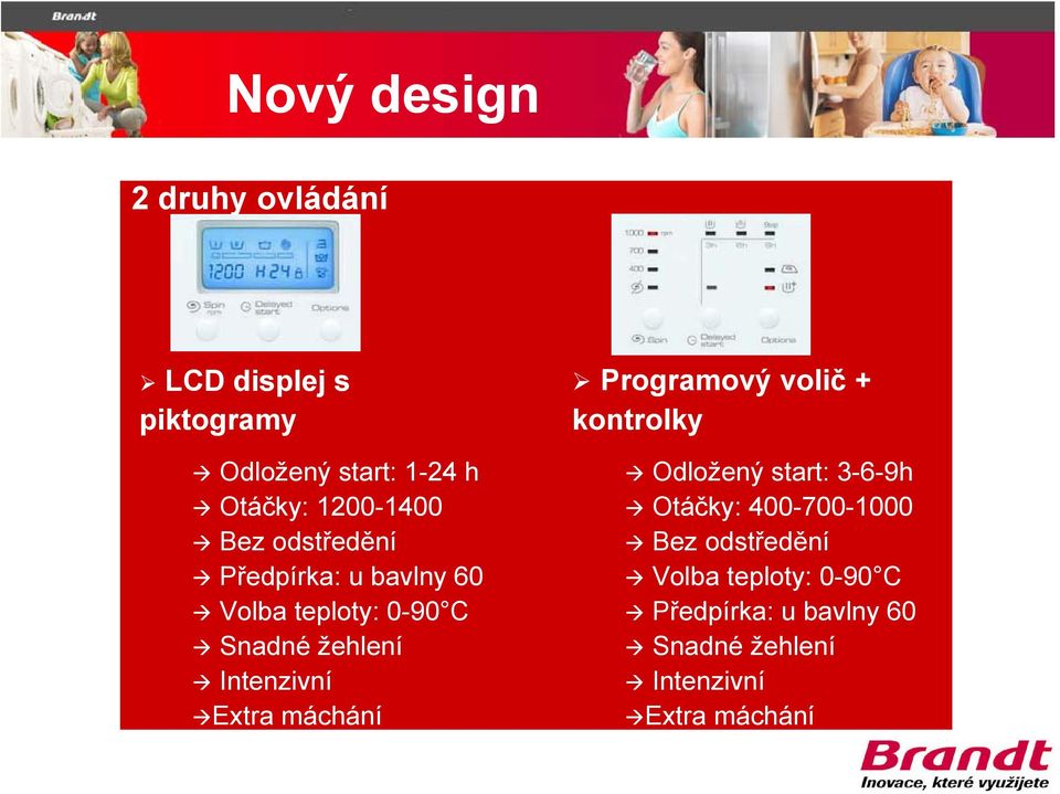 Dětská pojistka Programový volič + kontrolky Odložený start: 3-6-9h Otáčky: 400-700-1000 Bez