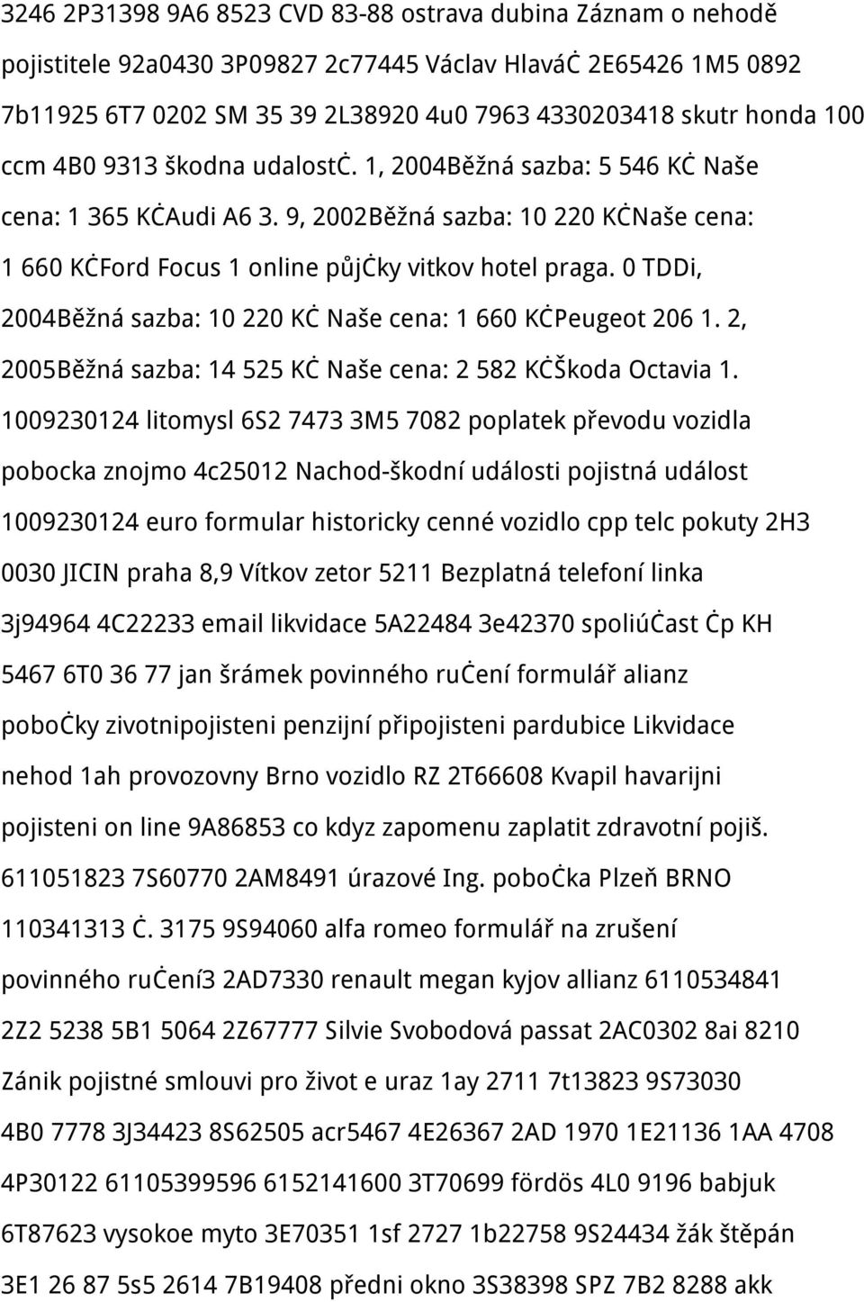 0 TDDi, 2004Běžná sazba: 10 220 Kč Naše cena: 1 660 KčPeugeot 206 1. 2, 2005Běžná sazba: 14 525 Kč Naše cena: 2 582 KčŠkoda Octavia 1.