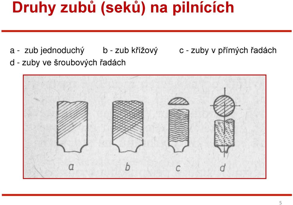 křížový c - zuby v přímých