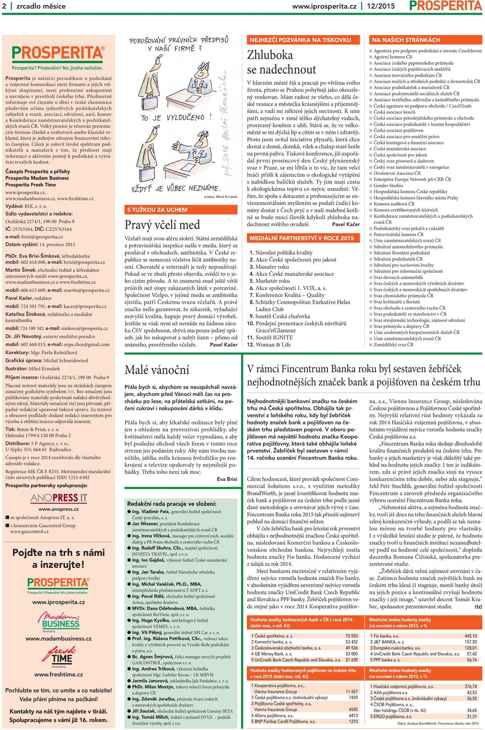 Přednostně informuje své čtenáře o dění v české ekonomice především očima jednotlivých podnikatelských subjektů a svazů, asociací, sdružení, unií, komor a Konfederace zaměstnavatelských a