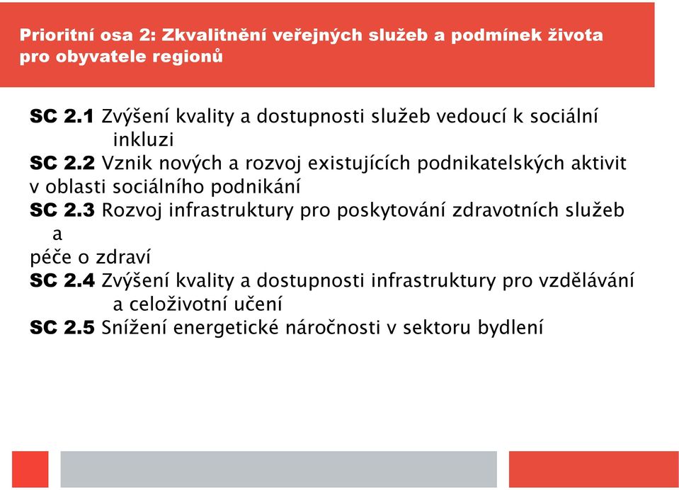 2 Vznik nových a rozvoj existujících podnikatelských aktivit v oblasti sociálního podnikání SC 2.