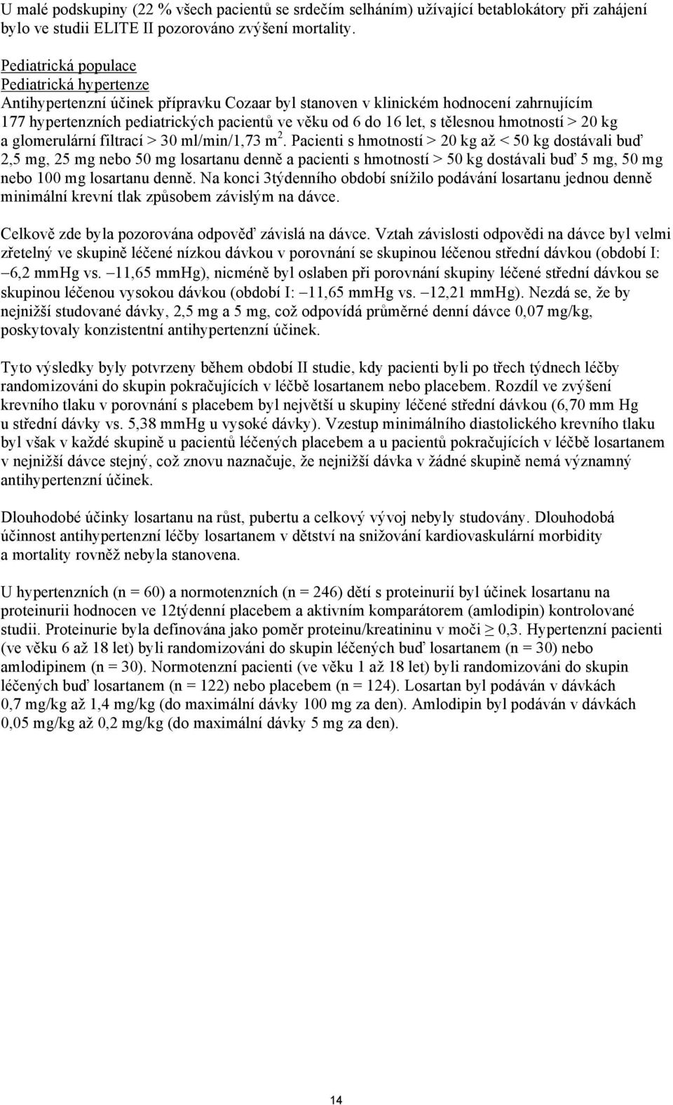 tělesnou hmotností > 20 kg a glomerulární filtrací > 30 ml/min/1,73 m 2.