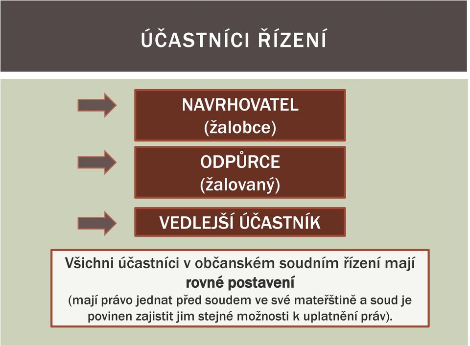 mají rovné postavení (mají právo jednat před soudem ve své