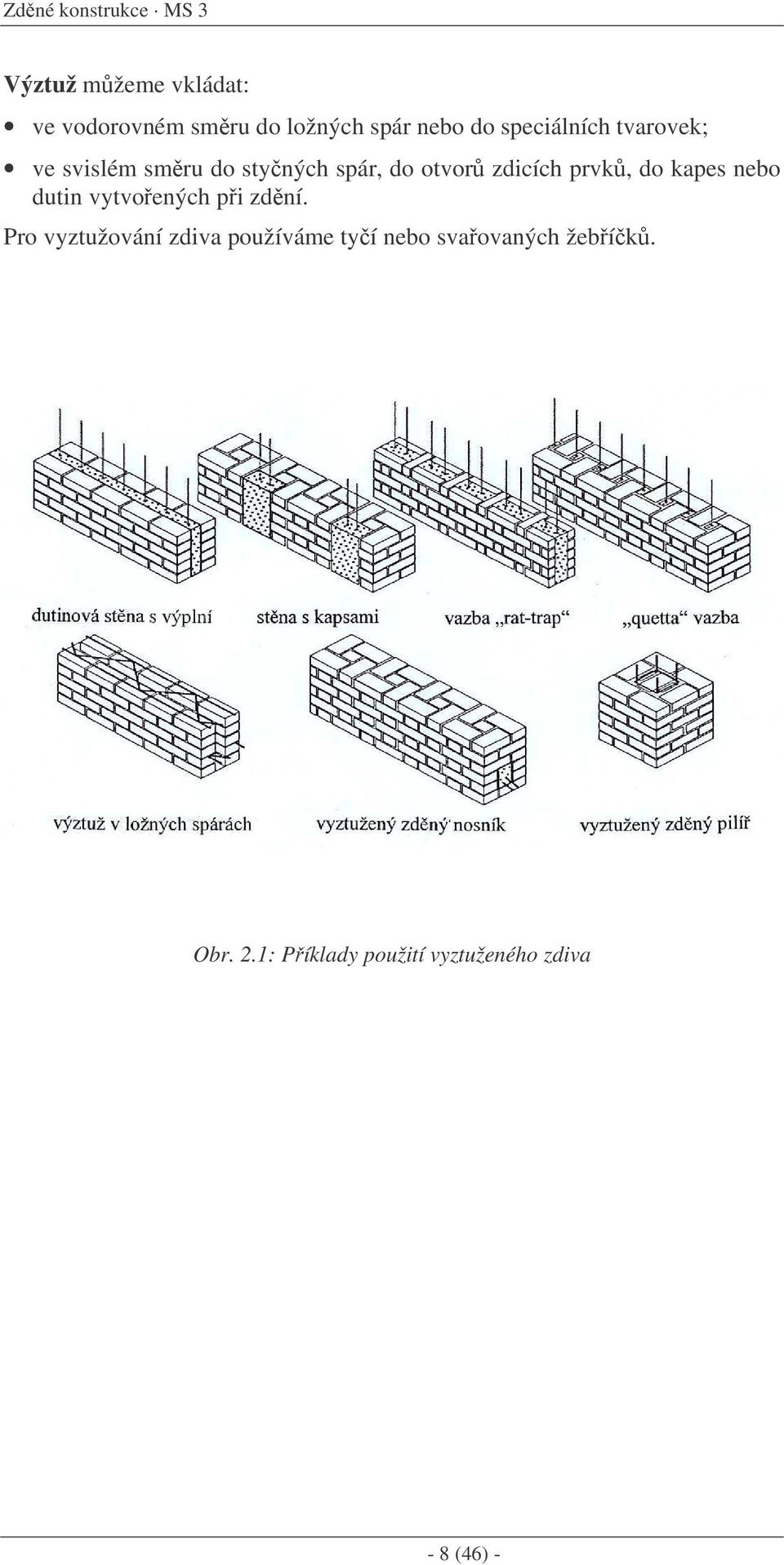 zdicích prvk, do kapes nebo dutin vytvoených pi zdní.