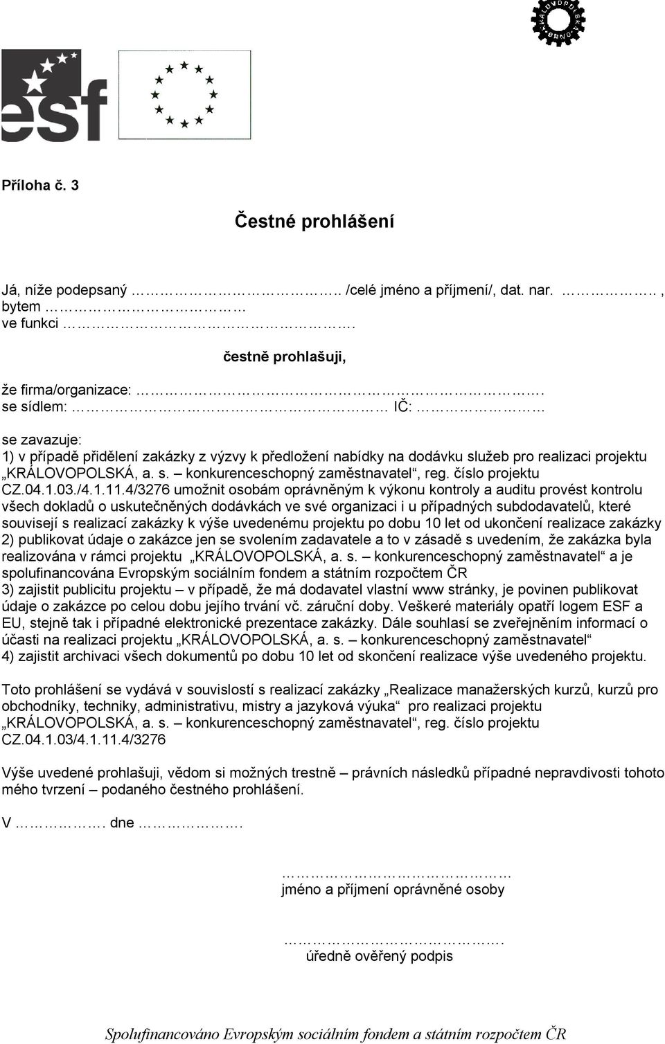 číslo projektu CZ.04.1.03./4.1.11.