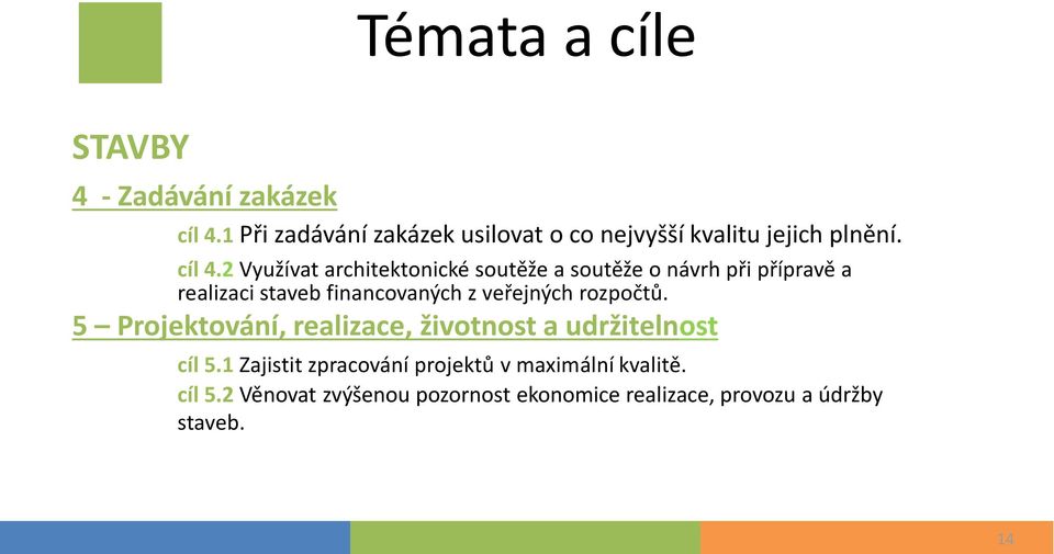 2 Využívat architektonické soutěže a soutěže o návrh při přípravě a realizaci staveb financovaných z