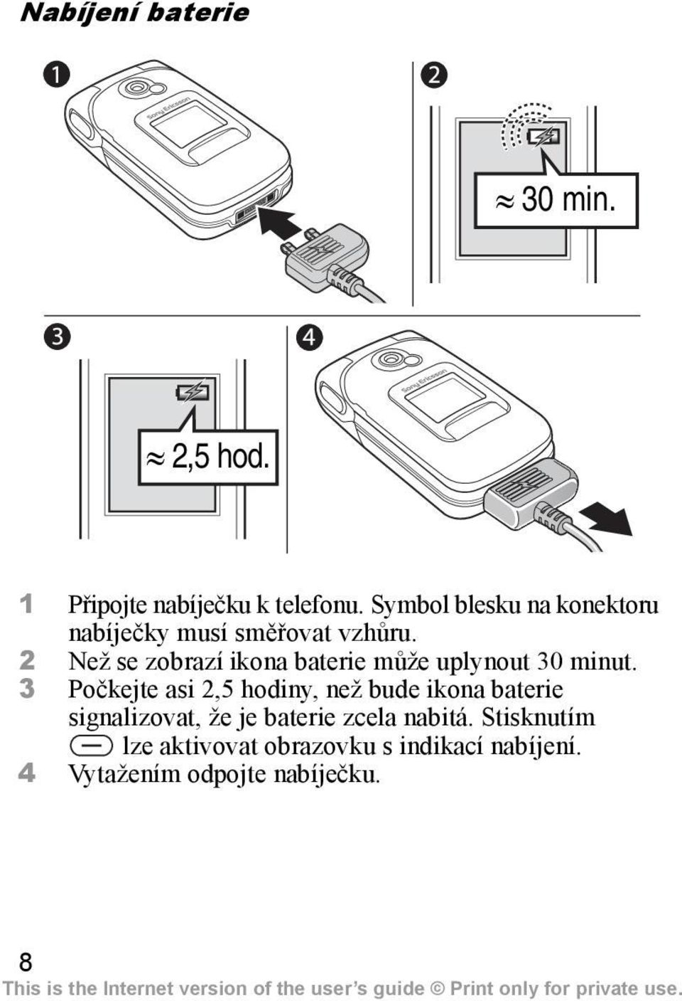 2 Než se zobrazí ikona baterie může uplynout 30 minut.