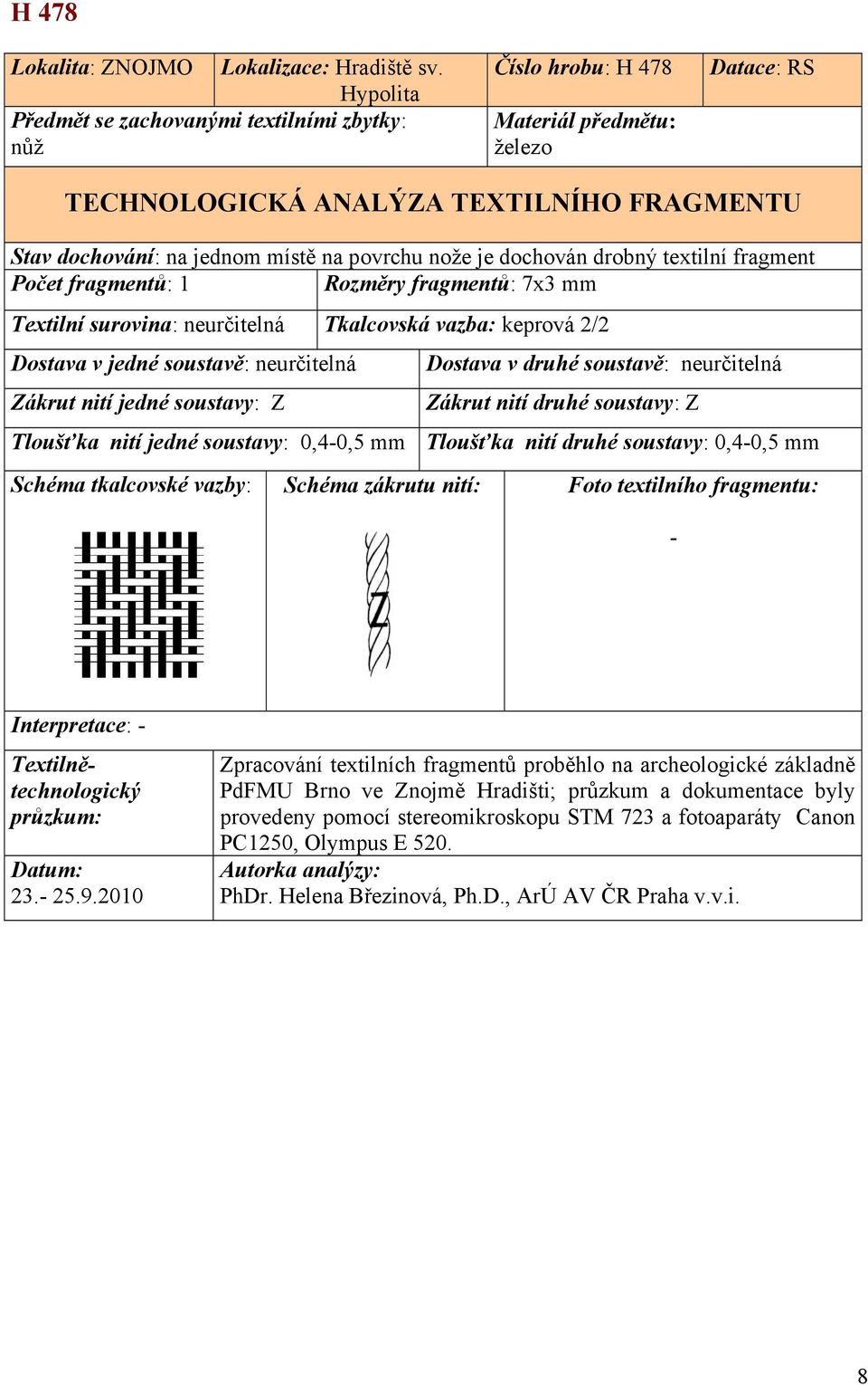 vazba: keprová 2/2 Dostava v jedné soustavě: neurčitelná Dostava v druhé soustavě: