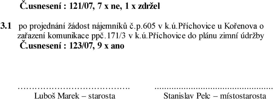 příchovice u Kořenova o zařazení komunikace ppč.171/3 v k.ú.