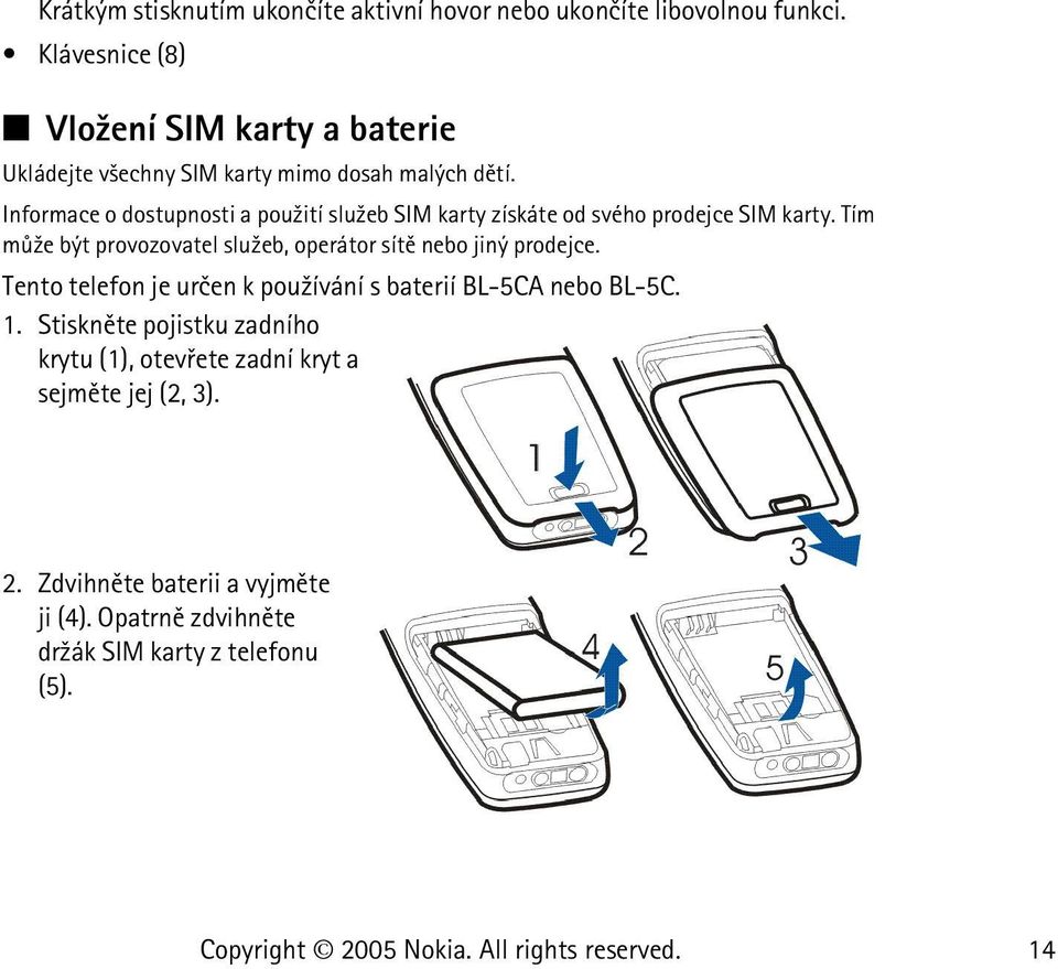 Informace o dostupnosti a pou¾ití slu¾eb SIM karty získáte od svého prodejce SIM karty.