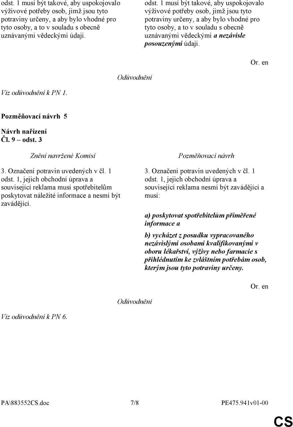 údaji. Viz odůvodnění k PN 1. 5 Čl. 9 odst. 3 3. Označení potravin uvedených v čl. 1 odst.