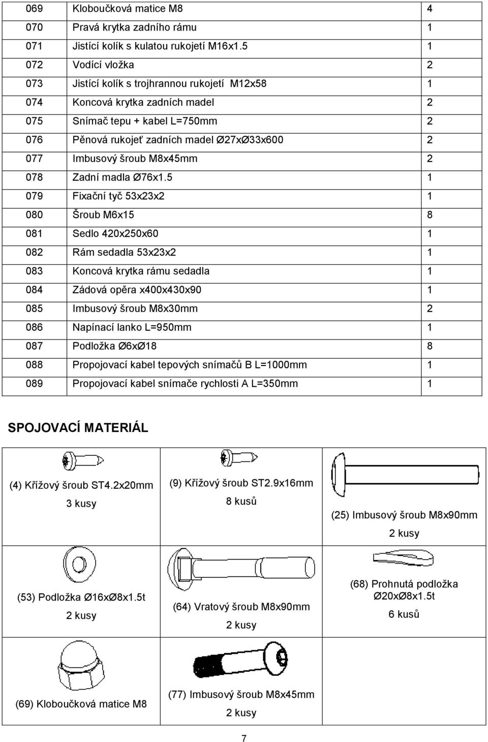 Imbusový šroub M8x45mm 2 078 Zadní madla Ø76x1.