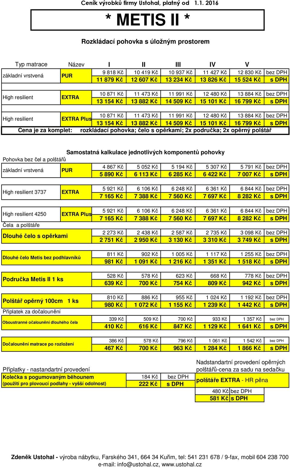 11 473 Kč 11 991 Kč 12 480 Kč 13 884 Kč bez DPH EXTRA Plus 13 154 Kč 13 882 Kč 14 509 Kč 15 101 Kč 16 799 Kč s DPH Cena je za komplet: rozkládací pohovka; čelo s opěrkami; 2x područka; 2x opěrný