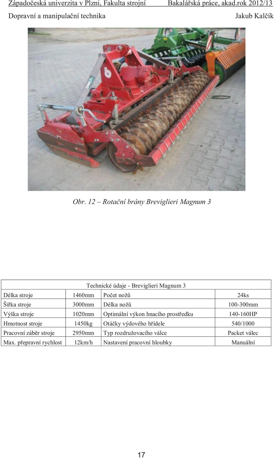 prostředku 140-160HP Hmotnost stroje 1450kg Otáčky výdového hřídele 540/1000 Pracovní záběr stroje