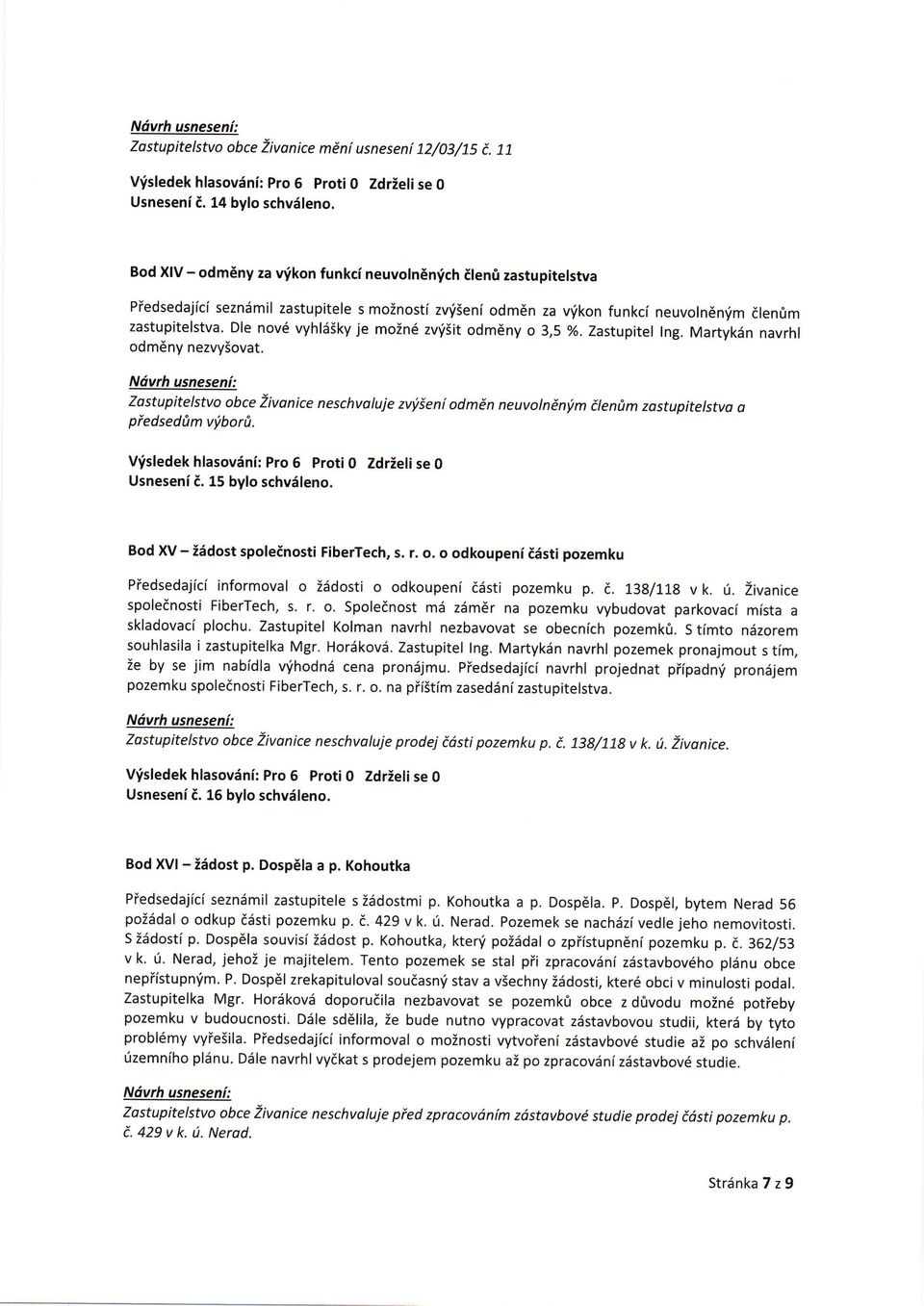 Dle nv6 vyhliisky je min6 zv'i5it dmdny 3,5 %. Zastupitel Ing. Martyk6n navrhl dmdny nezvysvat.