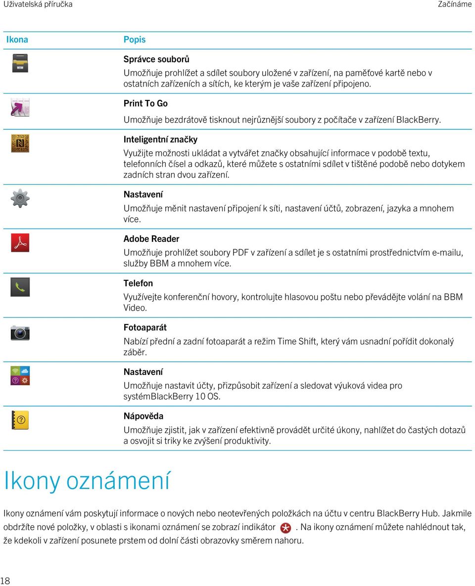 Inteligentní značky Využijte možnosti ukládat a vytvářet značky obsahující informace v podobě textu, telefonních čísel a odkazů, které můžete s ostatními sdílet v tištěné podobě nebo dotykem zadních