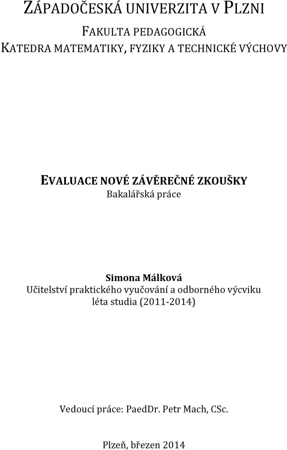 práce Simona Málková Učitelství praktického vyučování a odborného výcviku