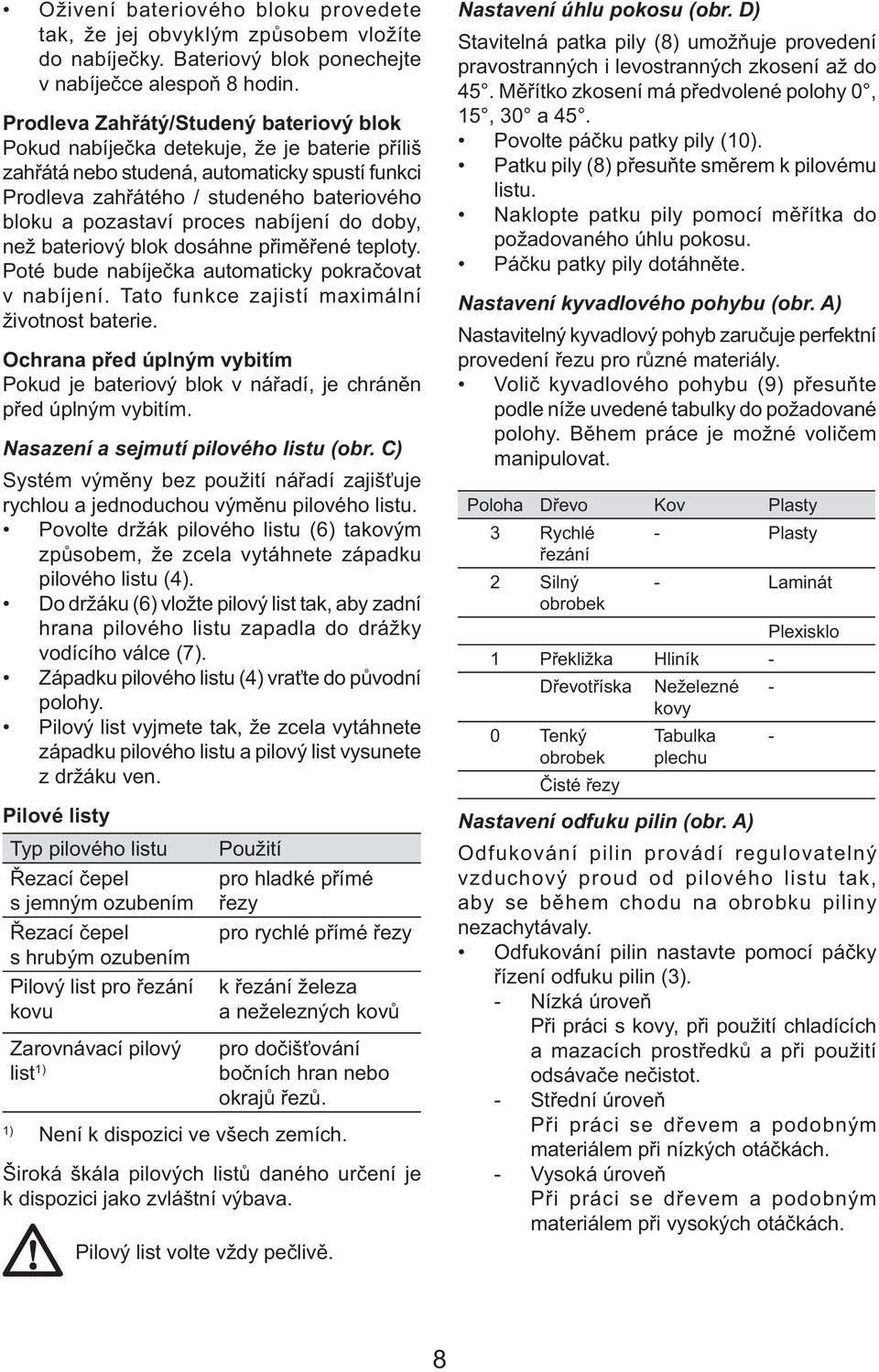 proces nabíjení do doby, než bateriový blok dosáhne přiměřené teploty. Poté bude nabíječka automaticky pokračovat v nabíjení. Tato funkce zajistí maximální životnost baterie.