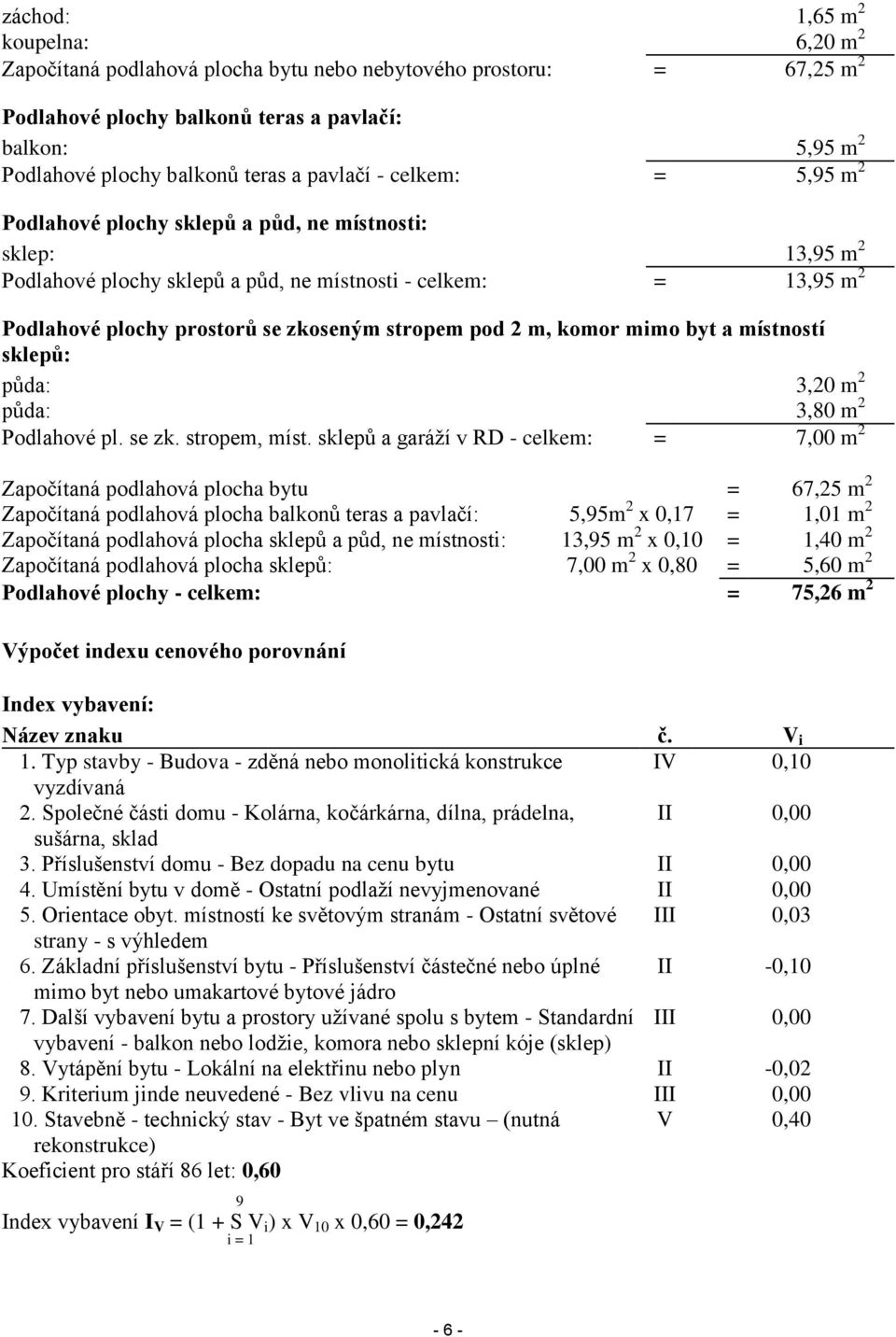 stropem pod 2 m, komor mimo byt a místností sklepů: půda: 3,20 m 2 půda: 3,80 m 2 Podlahové pl. se zk. stropem, míst.