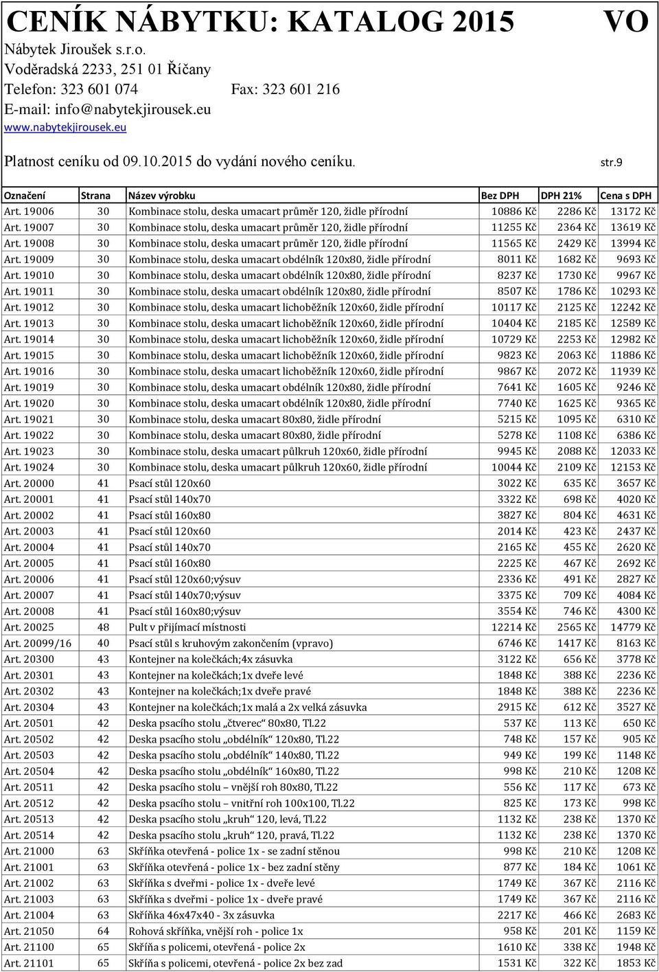 19009 30 Kombinace stolu, deska umacart obdélník 120x80, židle přírodní 8011 Kč 1682 Kč 9693 Kč Art.