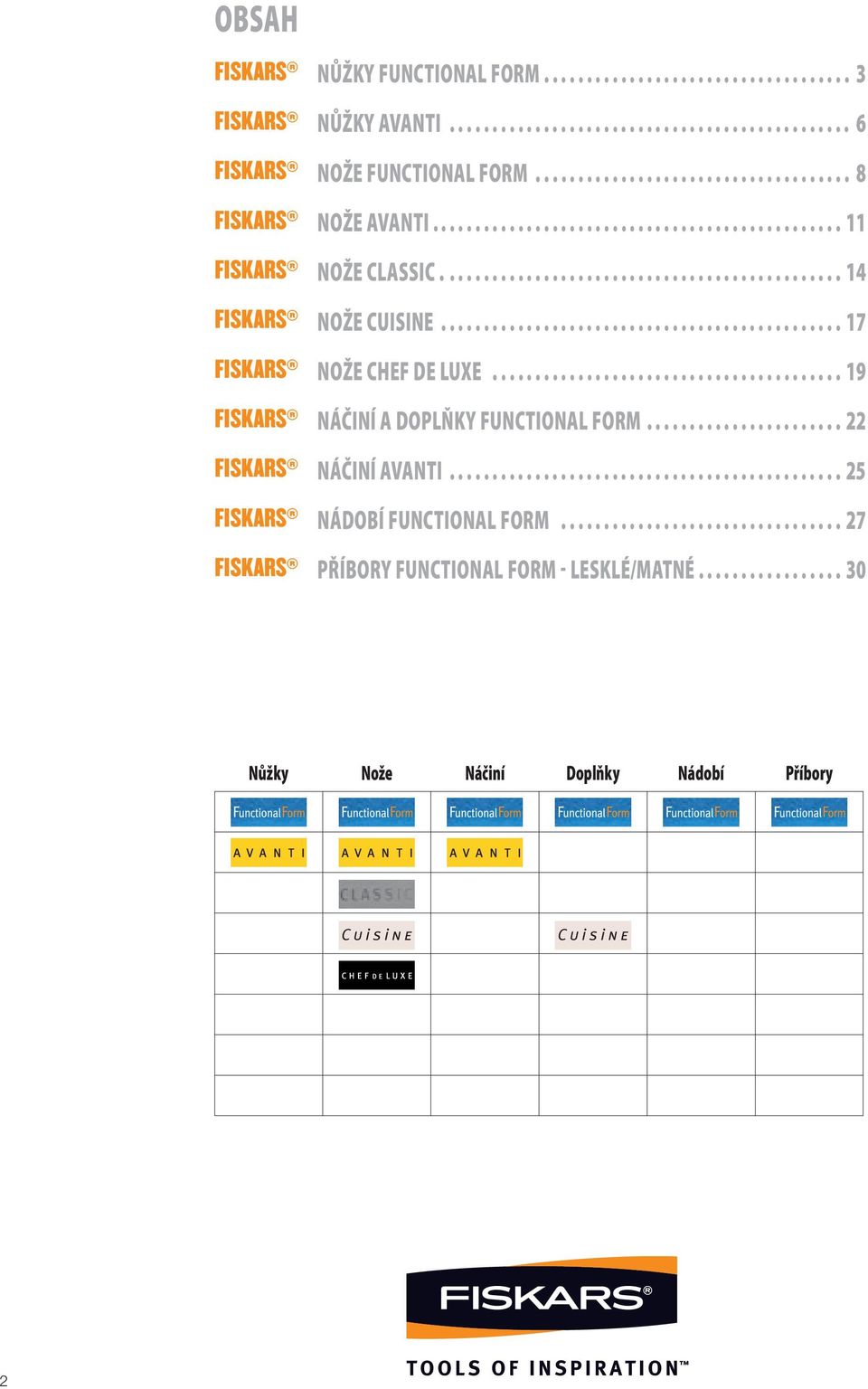 ........................................ 19 NÁČINÍ A DOPLŇKY FUNCTIONAL FORM....................... 22 NÁČINÍ AVANTI.............................................. 25 NÁDOBÍ FUNCTIONAL FORM.