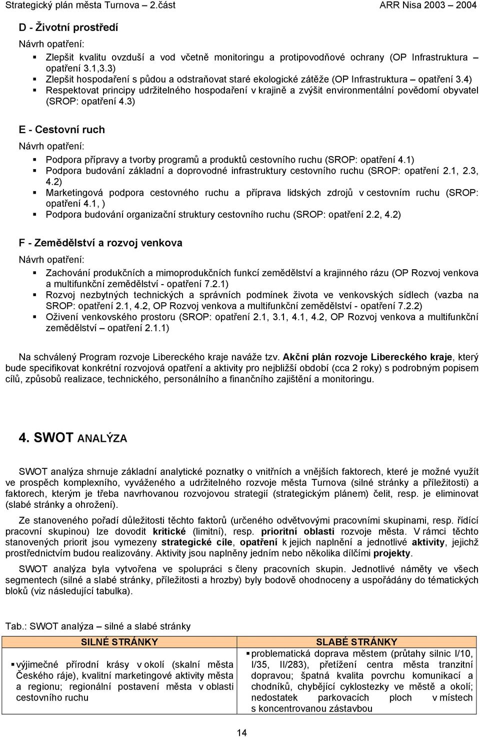 4) Respektovat principy udržitelného hospodaření v krajině a zvýšit environmentální povědomí obyvatel (SROP: opatření 4.
