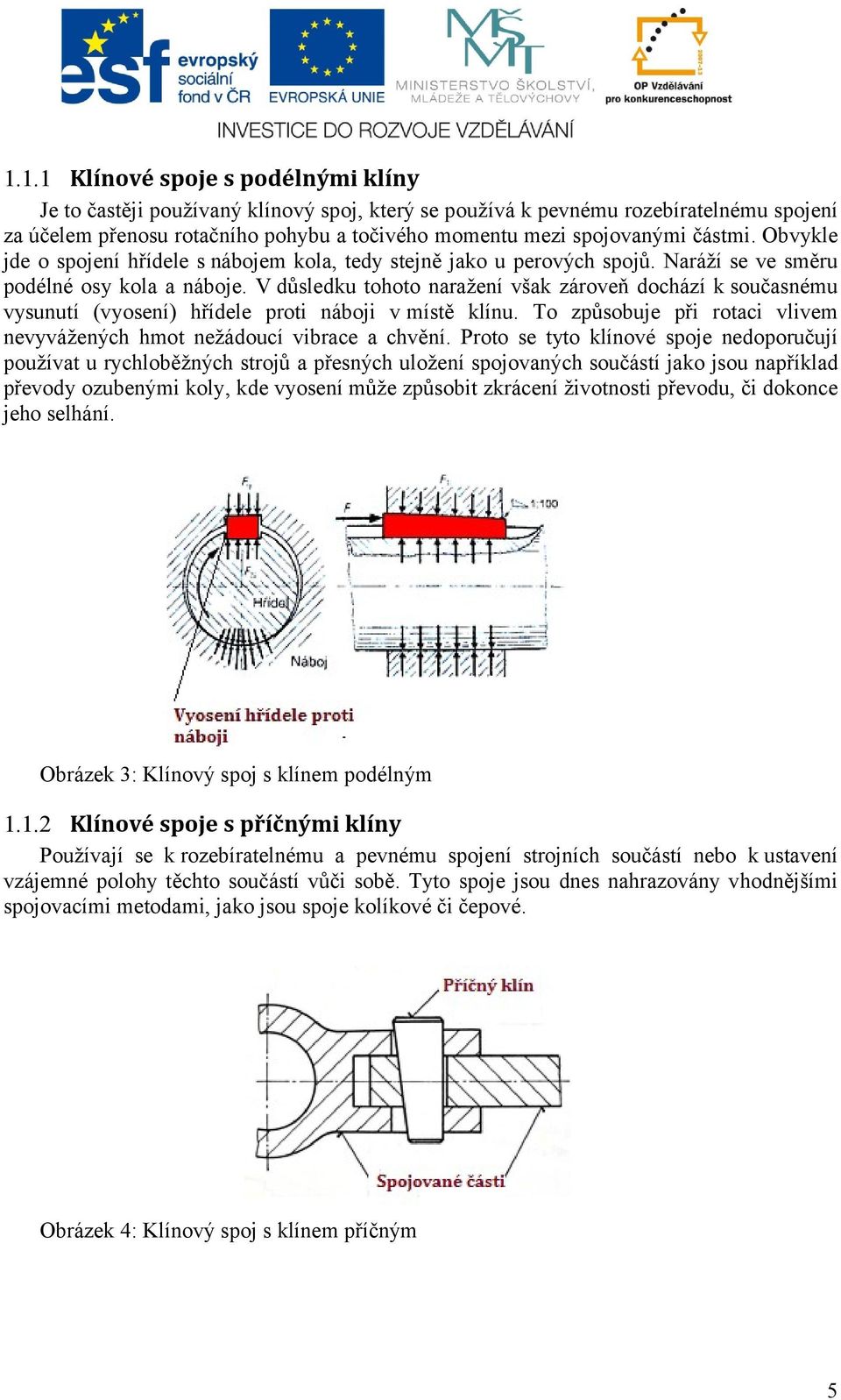 V důsledku tohoto naražení však zároveň dochází k současnému vysunutí (vyosení) hřídele proti náboji v místě klínu. To způsobuje při rotaci vlivem nevyvážených hmot nežádoucí vibrace a chvění.