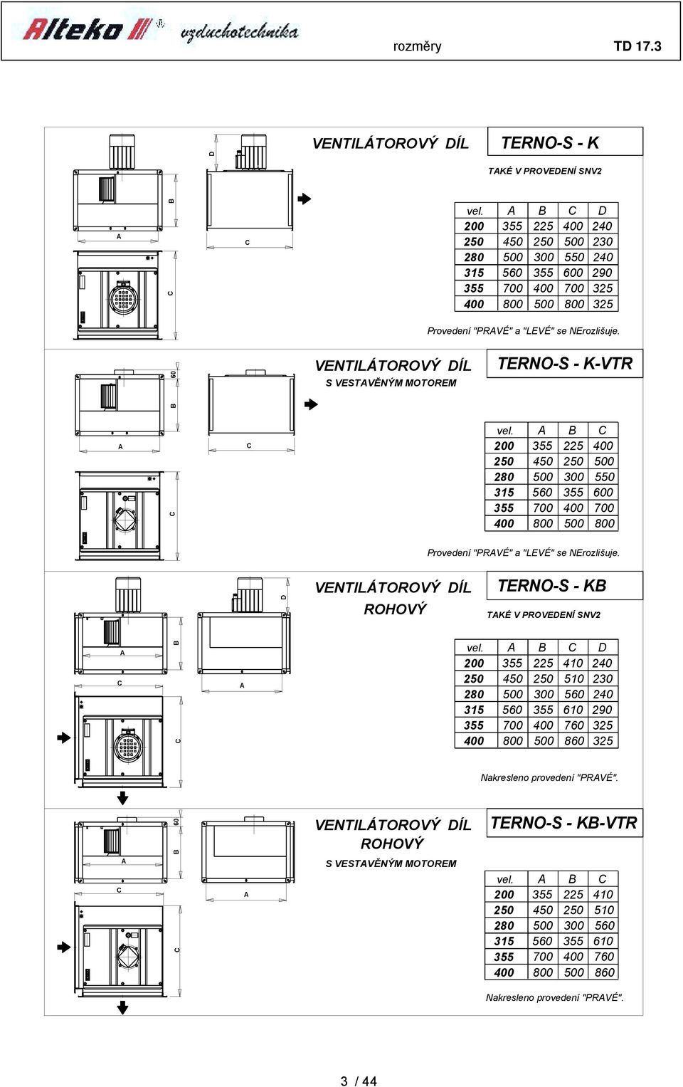 6 VENTILÁTOROVÝ DÍL S VESTVĚNÝM MOTOREM TERNO-S - K-VTR C C vel. 8 C 6 7 8 6 7 8 Provedení "PRVÉ" a "LEVÉ" se NErozlišuje.