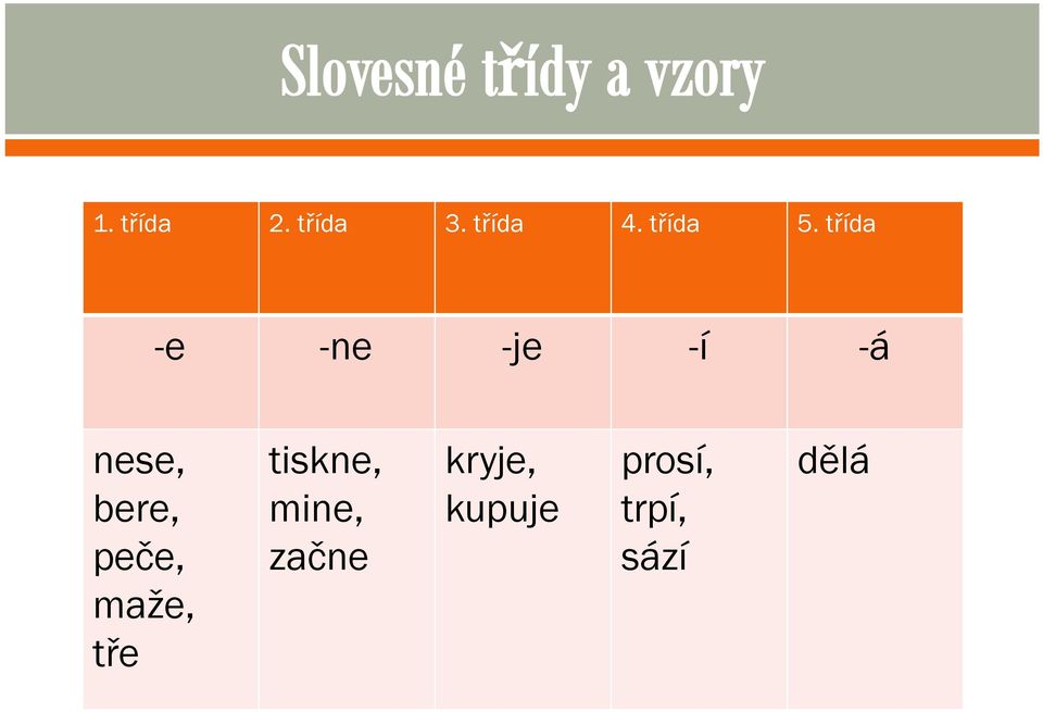 třída -e -ne -je -í -á nese, bere,