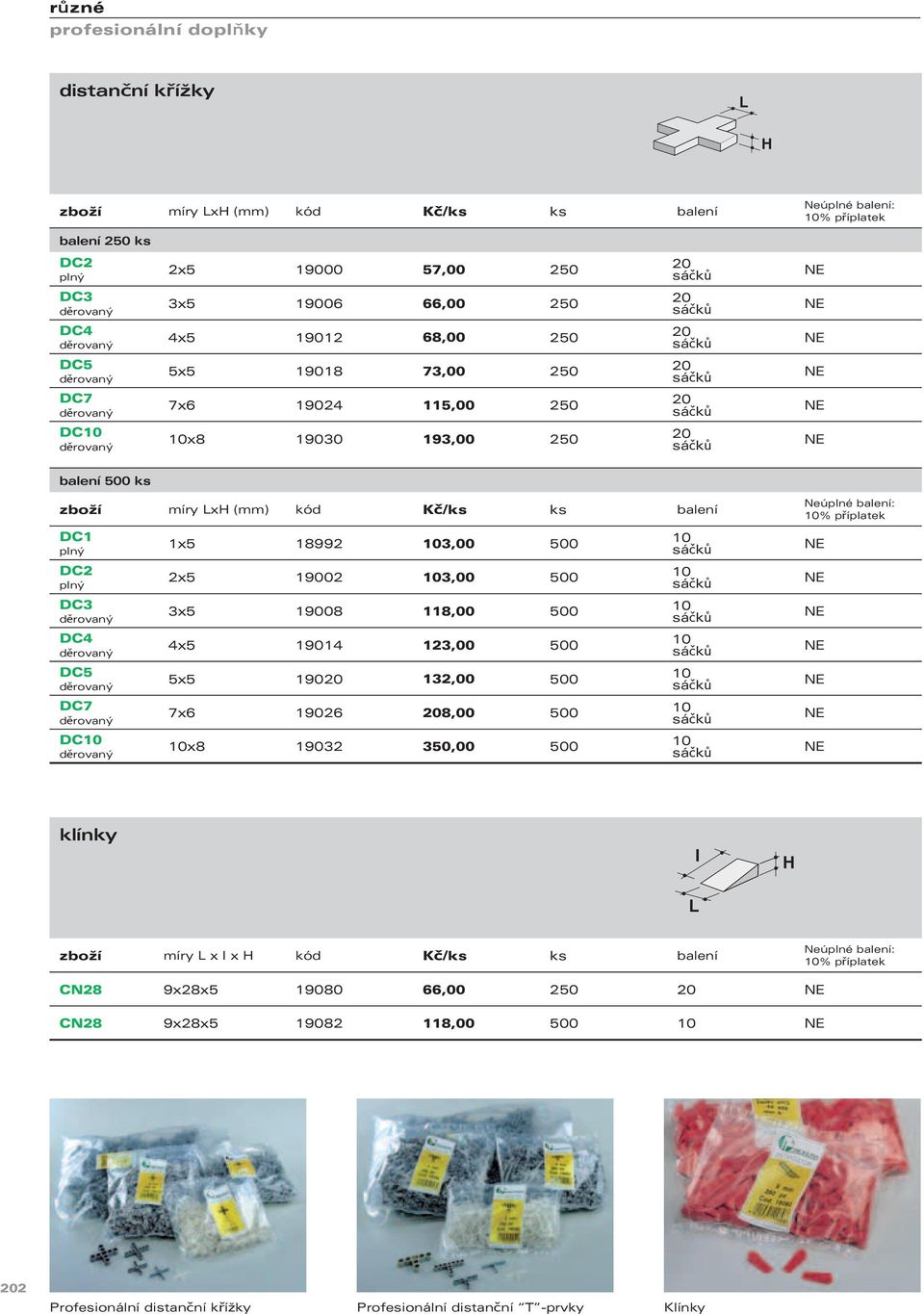 DC7 DC 1x5 18992 3,00 500 2x5 19002 3,00 500 3x5 19008 118,00 500 4x5 19014 123,00 500 5x5 190 132,00 500 7x6 19026 8,00 500 x8 19032 350,00 500 % příplatek klínky I L H
