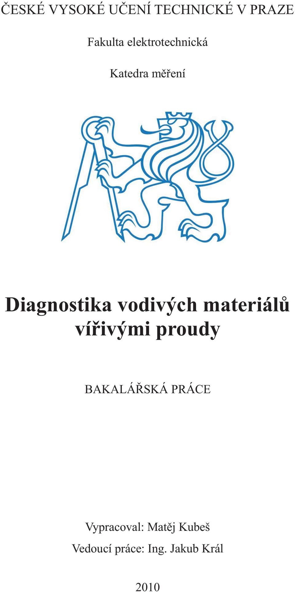 vodivých materiálů vířivými proudy BAKALÁŘSKÁ