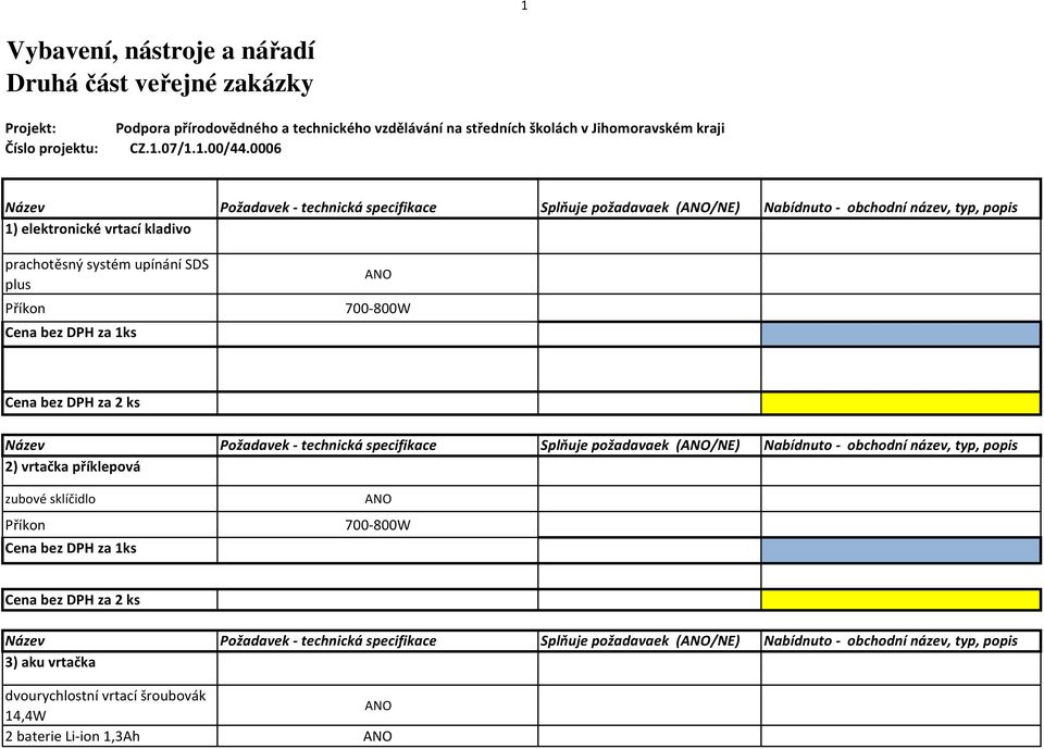 0006 1) elektronické vrtací kladivo prachotěsný systém upínání SDS plus 700-800W 2) vrtačka