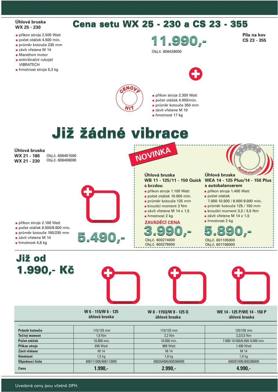 moment 1,8 Nm 2,2 Nm 3,3/3,5 Nm Počet otáček 10.000 min. 10.000 min. 7.000-10.500/6.000-9.000 min. Příkon stroje 650 Watt 800 Watt 1.