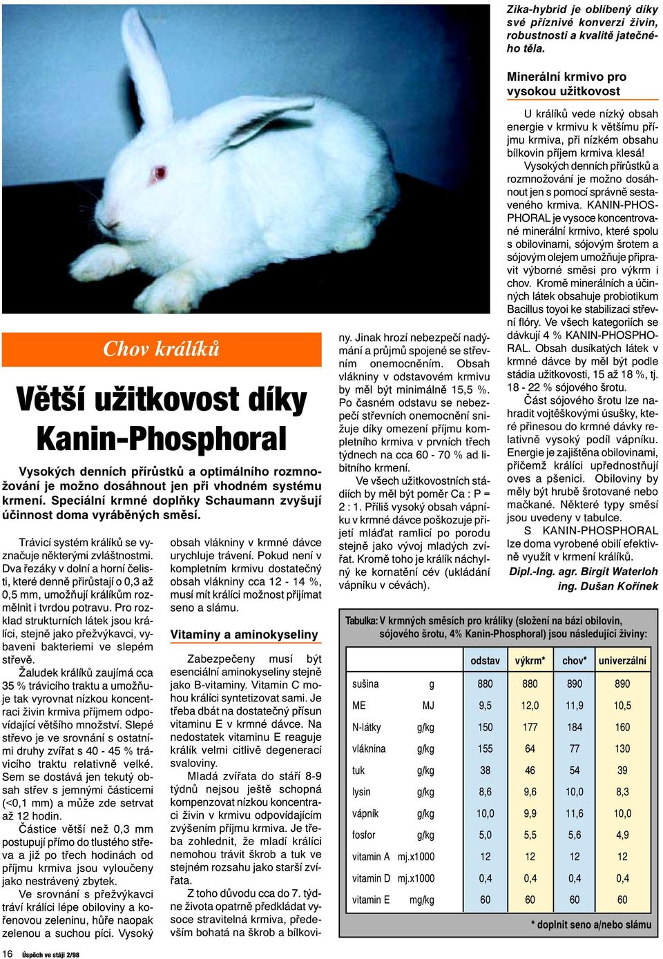 Speciální krmné doplňky Schaumann zvyšují účinnost doma vyráběných směsí. Trávicí systém králíků se vyznačuje některými zvláštnostmi.