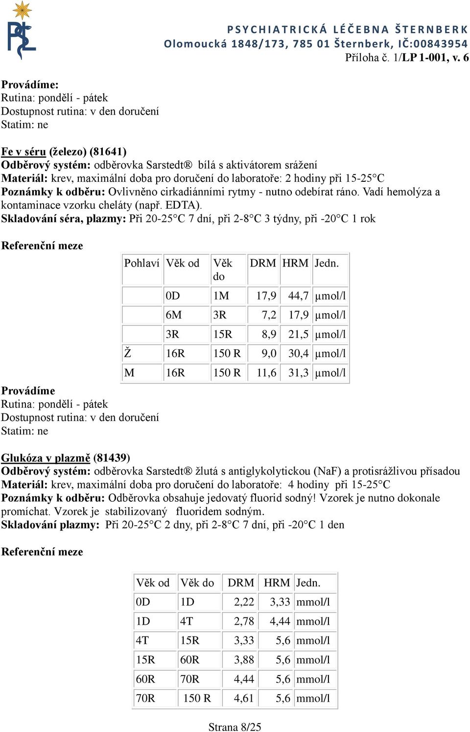 0D 1M 17,9 44,7 µmol/l 6M 3R 7,2 17,9 µmol/l 3R 15R 8,9 21,5 µmol/l Ž 16R 150 R 9,0 30,4 µmol/l M 16R 150 R 11,6 31,3 µmol/l Glukóza v plazmě (81439) Odběrový systém: odběrovka Sarstedt žlutá s