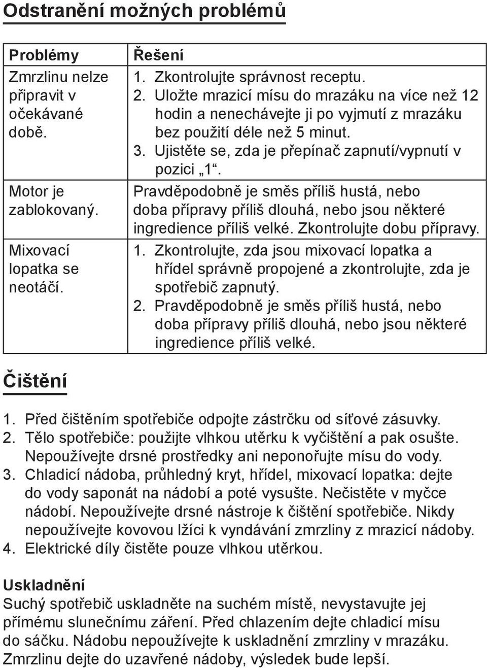 Pravděpodobně je směs příliš hustá, nebo doba přípravy příliš dlouhá, nebo jsou některé ingredience příliš velké. Zkontrolujte dobu přípravy. 1.